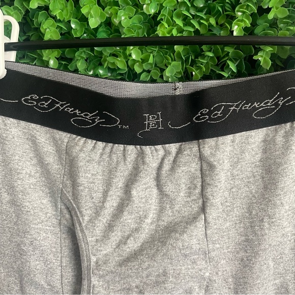 NEW Ed Hardy DEATH BEFORE DISHONOR Heather Grey Soft Boxer Briefs Mens Large - Picture 3 of 7